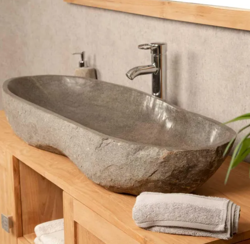 vasque à posée en pierre grise