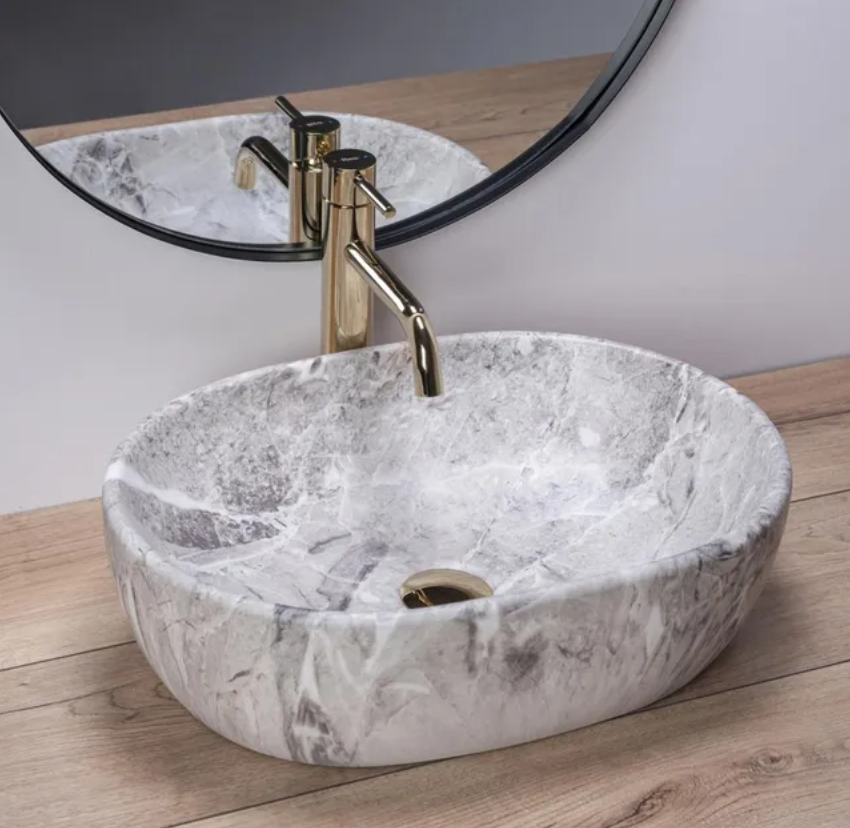 vasque à posée en pierre gris clair