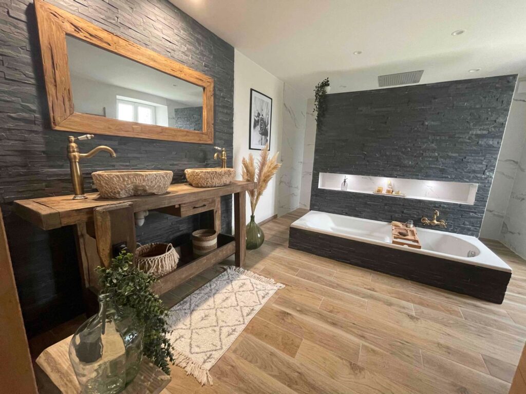 salle de bain esprit zen avec double vasque