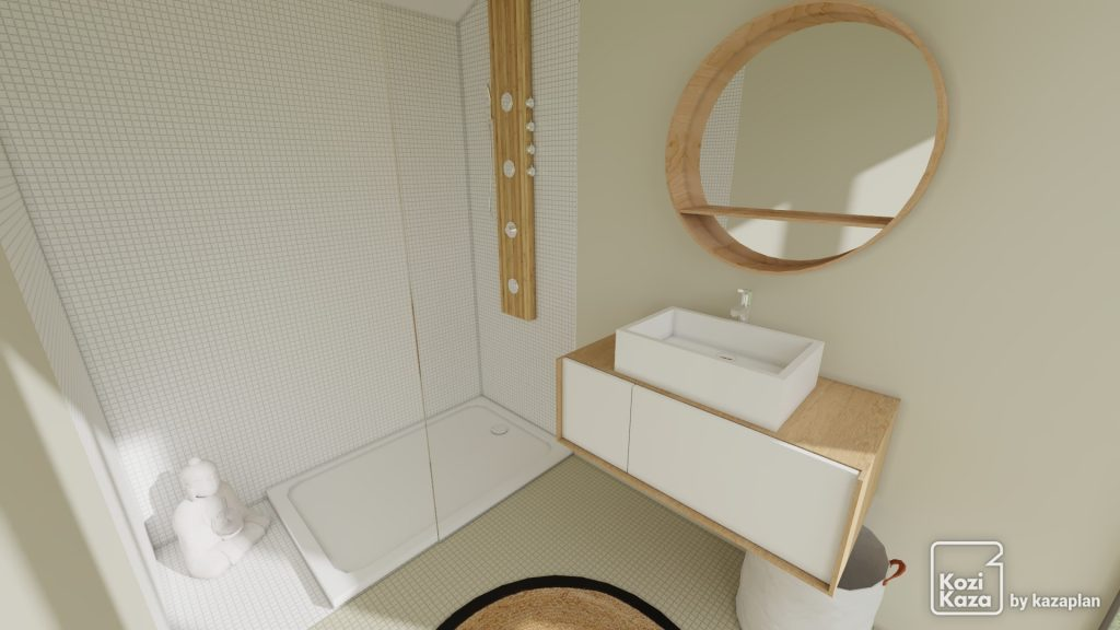 plan 3D salle de bain zen 